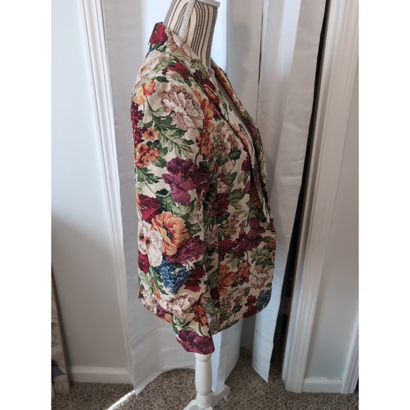 Vintage Style Floral Tapestry Brocade Blazer Scrunch Sleeves  M Y2K 90's NWT - Picture 8 of 14